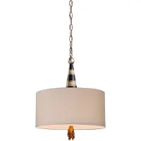 Flambeau Lampadario Contemporaneo Acciaio Nero Crema E Foglia Oro 2 Luci E27