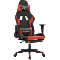 Syfax Sedia da Gaming con Poggiapiedi Nero e Rosso in Pelle finta