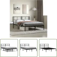 The Living Store Struttura letto con testiera in metallo nero 150x200 cm