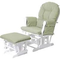 MCW Poltrona relax MCW-C76, poltrona a dondolo con poggiapiedi ~ Tessuto, verde chiaro, struttura bianca
