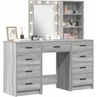 Syfax Tavolo da Trucco con cassetto 3 pcs Grigio Legno multistrato