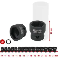 Ks Tools Set di bussole esagonali da 1/2", extra corte, 15 pz.