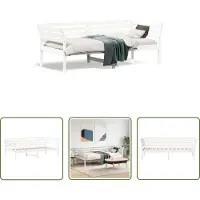 The Living Store Letto da giorno bianco 90x190 cm in legno di pino massiccio