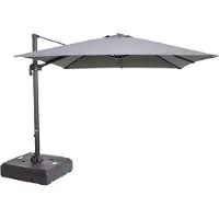 Oviala Ombrellone Alu 3x3 360° inclinabile + base 100L su ruote Grigio - Malaga