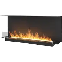 SOLOLED Caminetto a Bioetanolo Da Incasso di Design C1200 V.1 con Vetro Aperto su 3 Lati Bruciatore da 3 Litri