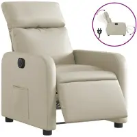 Syfax Poltrona Reclinabile Elettrica Crema in Pelle finta