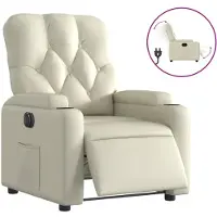 Syfax Poltrona Reclinabile Elettrica Crema in Pelle finta