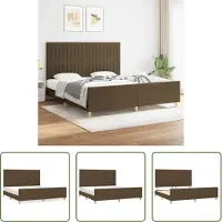 The Living Store Struttura letto con testiera in tessuto marrone scuro 180x200 cm