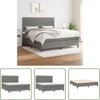 The Living Store Letto a molle con materasso grigio scuro 160x200 cm in tessuto