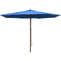 Syfax Ombrellone da Esterni con Palo in Legno 350 cm Blu