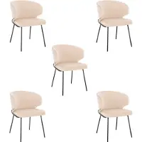 HOME DELUXE - Sedia imbottita AMARA- 5 pezzi, colore: beige velluto - imbottitura morbida, carico massimo 120 kg I Sedia da cucina Sedie da pranzo Sedie da pranzo