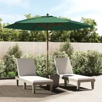 Prolenta Maison Exclusive - Ombrellone con palo in legno, colore verde, 299x240 cm