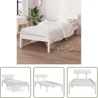 The Living Store Letto in legno massiccio bianco 75x190 cm