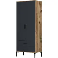 Dmora Guardaroba 2 Ante Doriana 47.5x201.4h cm Nero Antracite, Appendiabiti 2 Ante