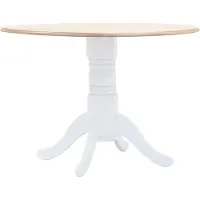 Syfax Tavolo da Pranzo Bianco e Marrone 106cm Legno Massello di Hevea