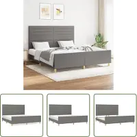 The Living Store Struttura letto con testiera in tessuto grigio scuro 160x200 cm