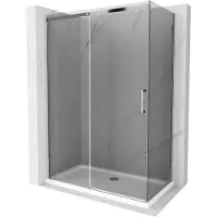Mexen Omega cabina doccia scorrevole 130 x 70 cm, grafite, cromo + piatto doccia Flat, bianco - 825-130-070-01-40-4010