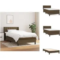 vidaXL Letto a molle con materasso in tessuto marrone scuro 100x200 cm - Letti e strutture letto