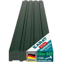 Floordirekt 15 pezzi lamiera trapezoidale 115x45 cm lamiera profilata SET incl. 100 viti 7,7 m² verde