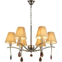 Luxera Lampada a sospensione OXFORD 6xE14/40W, ottone opaco/beige, Ø: 65 H: 120 cm, attacco E14, dimmerabile