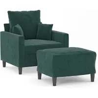 Syfax Poltroncina con Poggiapiedi Verde Scuro 60 cm in Velluto