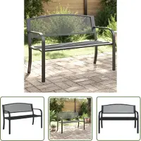 The Living Store Panca da giardino 119 cm in acciaio nero