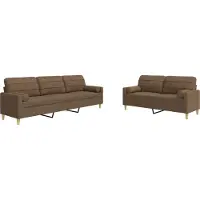 Syfax Set di Divani 2 pz con Cuscini Marrone in Tessuto