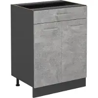 Vicco Mobiletto base per cucina R-Line Calcestruzzo 60 cm con cassetto, senza piano di lavoro, Model 54134