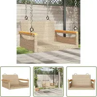The Living Store Sedia sospesa Beige 63x62x40 cm Poly Rattan