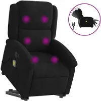 Syfax Poltrona Alzapersona Massaggi Elettrica Reclinante Nera Velluto