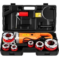 Vevor Maschiatrice portatile, filettatrice elettrica per tubi con valigetta di trasporto, 6 matrici 1/2", 3/4", 1", 1-1/4", 1-1/2", 2", 2300 W 220 V maschiatrice elettrica (EU PLUG 220V)
