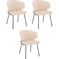 HOME DELUXE - Sedia imbottita AMARA- 3 pezzi, colore: beige velluto - imbottitura morbida, carico massimo 120 kg I Sedia da cucina Sedie da pranzo Sedie da pranzo