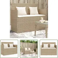 The Living Store Panca da giardino con cuscini Beige Poly Rattan