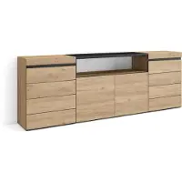 Skraut Home COZY Cassettiera, 214x35x75cm, Camera da letto, Con Stoccaggio, Rovere