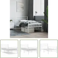 The Living Store Struttura letto con testiera e pediera in metallo bianco 90x200 cm