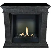 Xaralyn Caminetto a etanolo - Kreta-Mini BCL-SBP - pietra naturale lucidata nera - riscaldamento a 3 kW - caminetto da incasso incluso - caminetto decorativo