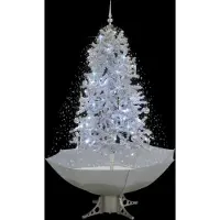 Prolenta Maison Exclusive - Albero di Natale innevato con base a ombrello, bianco, 170 cm