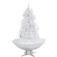 vidaXL Albero di Natale innevato con base ad ombrello bianco 170 cm