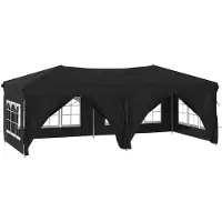 Syfax Tenda per Feste Pieghevole con Pareti Laterali Nero 3x6 m