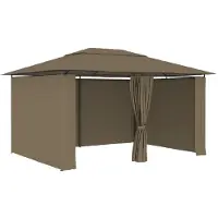 Syfax Gazebo da Giardino con Tende 4x3 m Grigio Talpa 180 g/m²