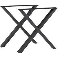 En.casa Set di 2 telai da tavolo 'Greith' per tavolo da pranzo scrivania a X in acciaio 72 x 69 cm nero
