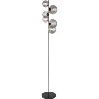 Globo Piantana Riha, altezza 155 cm, nera/fumo, a 6 luci.