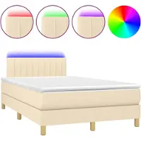 Syfax Letto a Molle con Materasso e LED Crema 120x190 cm in Tessuto