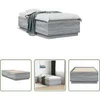 The Living Store Rete da letto Grey Sonoma 75x190 cm Materiale a base di legno