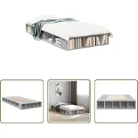 The Living Store Struttura per letto in cemento grigio 90x200 cm Materiale a base di legno