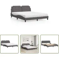 The Living Store Letto con materasso grigio 160x200 cm in ecopelle