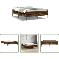 The Living Store Struttura letto in rovere fumé 120x190 cm in legno e metallo