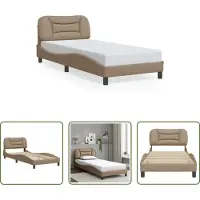 The Living Store Giroletto con testiera cappuccino-marrone 90x200 cm in ecopelle