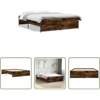 The Living Store Struttura letto in rovere fumé 150x200 cm Materiale a base di legno e metallo