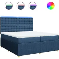 Syfax Giroletto a Molle con Materasso Blu 200x200 cm in Tessuto